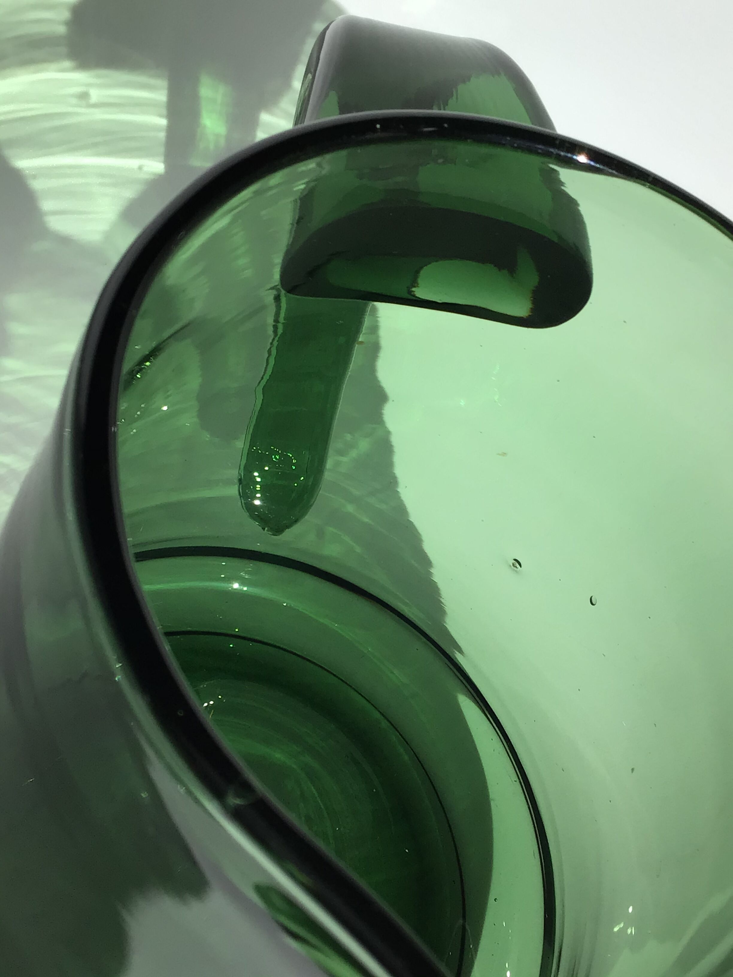 Pitcher glass blown mouth dark green