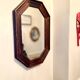 Miroir octogonal en bois foncé vintage