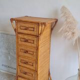 Rattan chest of drawers from the 1970s.
