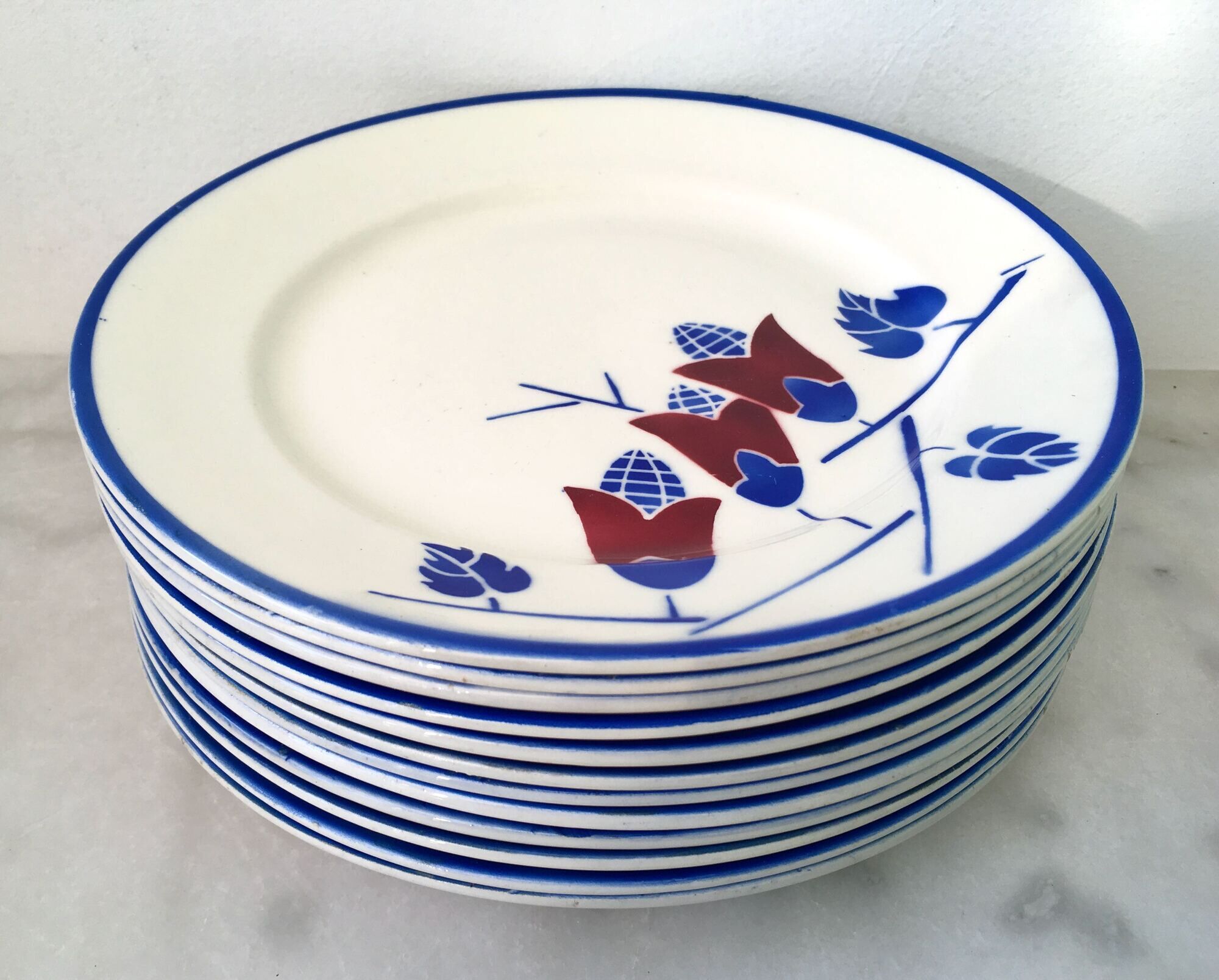 Set of 15 plates art nouveau kg lunéville