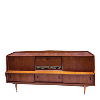 Grande enfilade scandinave en teck avec bar, années 60