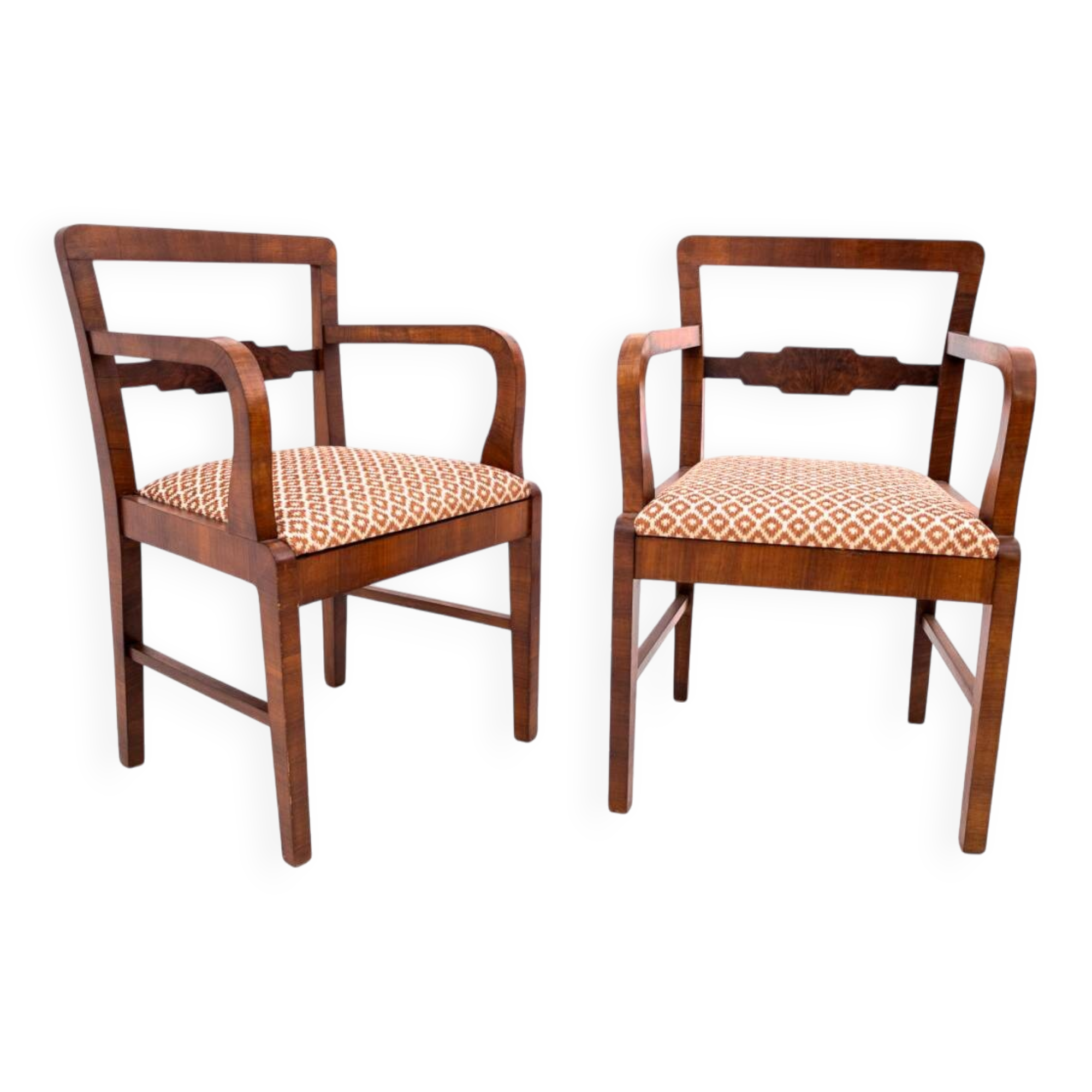 Pair of Art Deco armchairs from the 1940s, Poland.