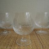 3 verres à cognac en cristal de Lorraine