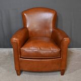 Pair of Small Club Armchairs in Sheepskin - Reproduction