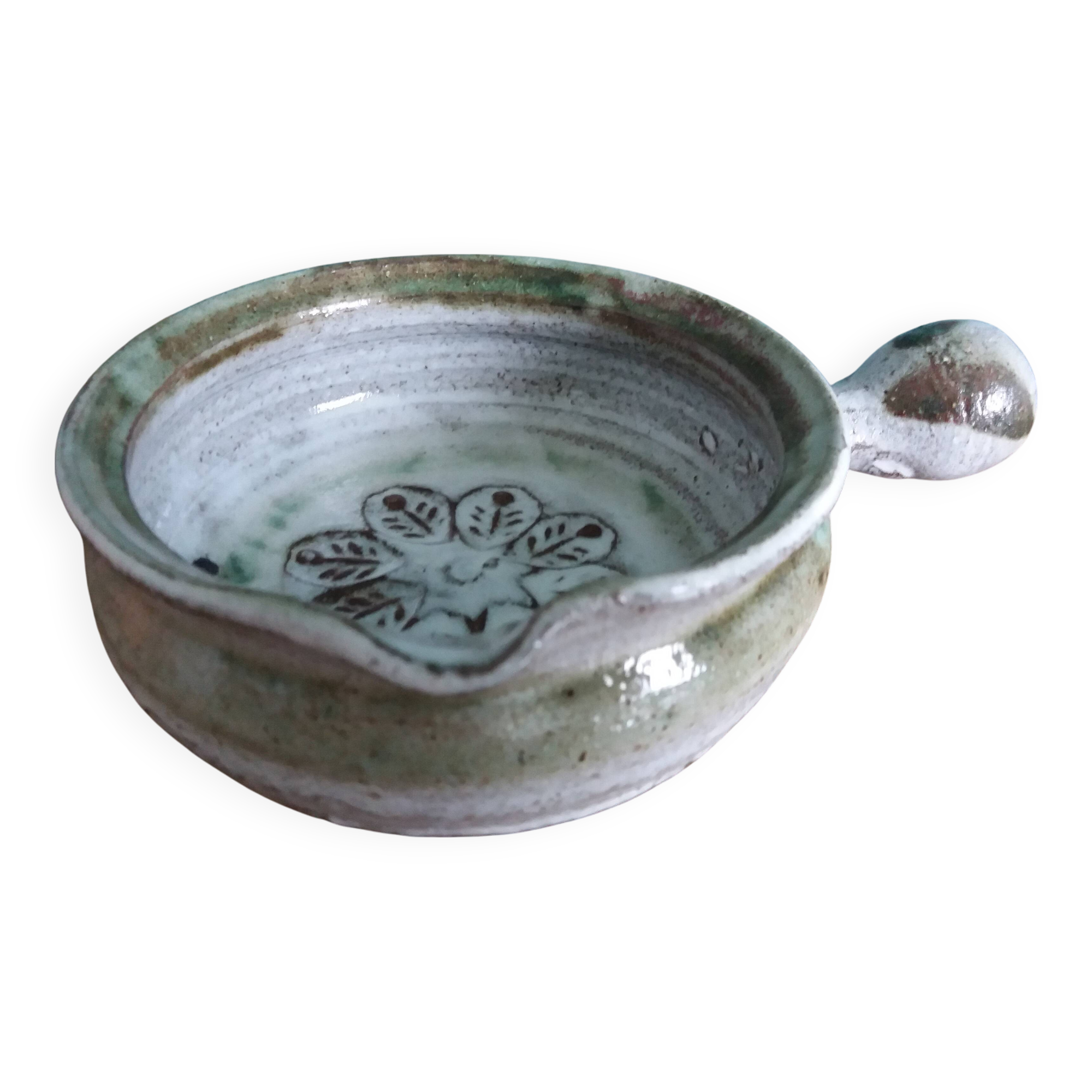 Stoneware sauce pot signed Thiry in Vallauris