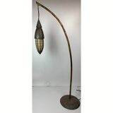 Patinated rustic copper and steel floor lamp with lantern, Indonesia 1980s