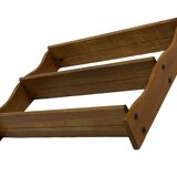 Vintage solid wooden wall rack with 3 shelves 70s oak rack