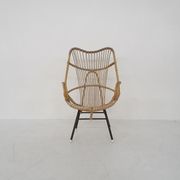 Rohe Noordwolde rattan and metal lounge chair, The Netherlands 1950's