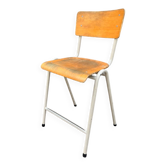 Tabouret haut empilable vintage en hêtre et métal, années 1960
