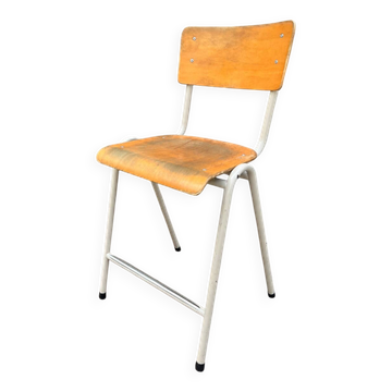 Vintage stackable high stool in beech and metal, 1960s