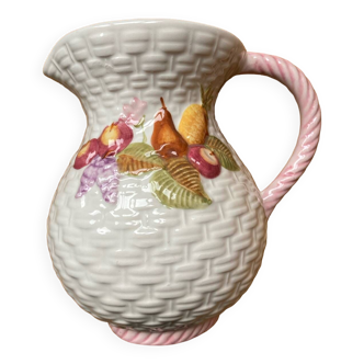 Slip pitcher with fruit and wicker patterns