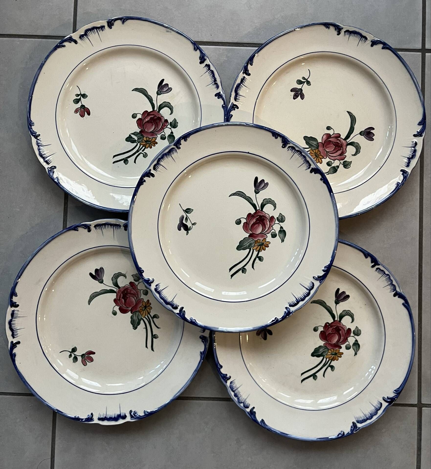 Set of 5 polychrome plates "Velars" Longchamp