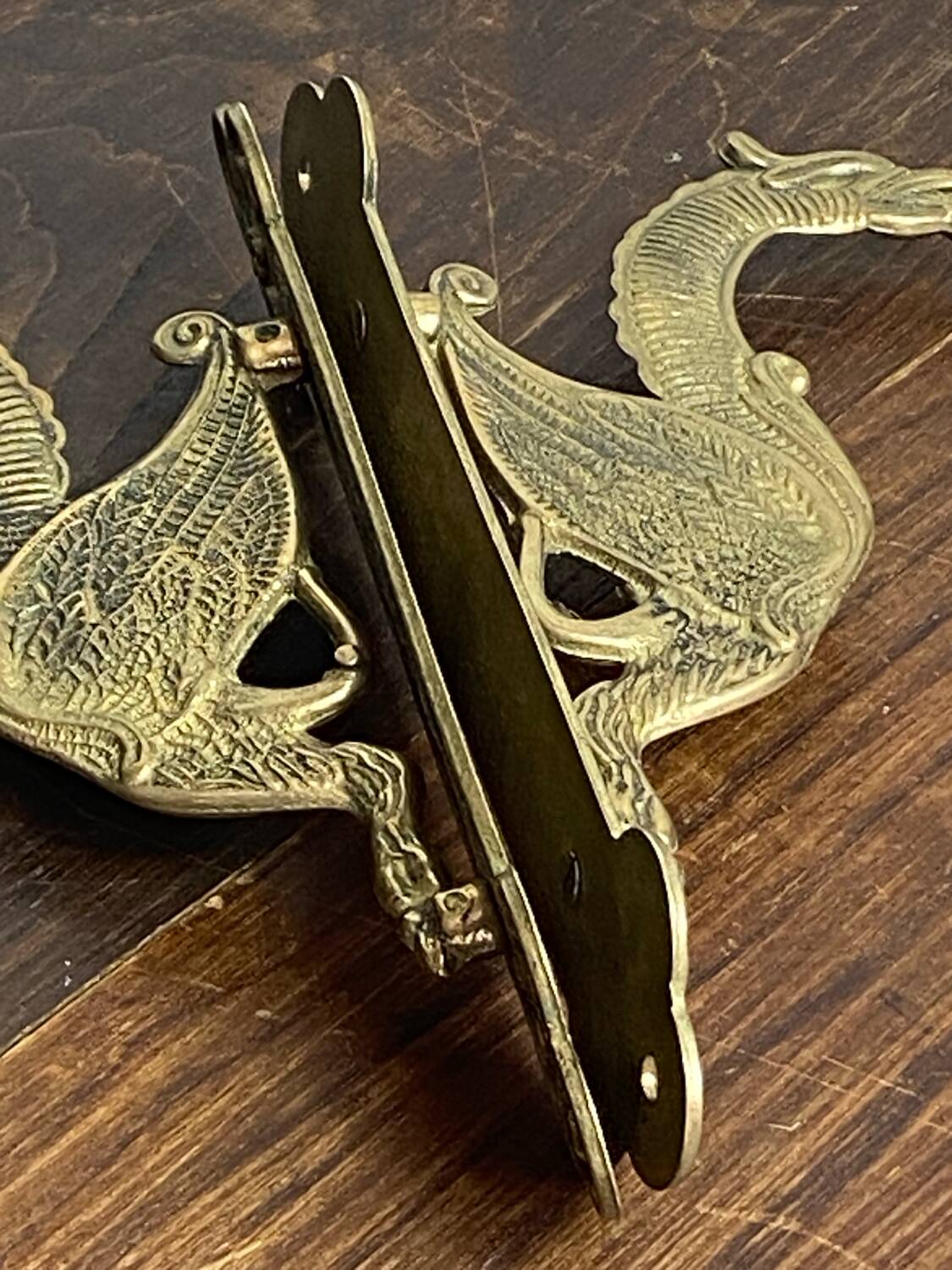 Antique wall hooks, dragon shape, in brass