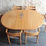 Danish table and 6 chairs set, by Niels Moller, 1960