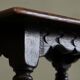 Rustic stool or side table in turned and carved solid oak, 19th century.