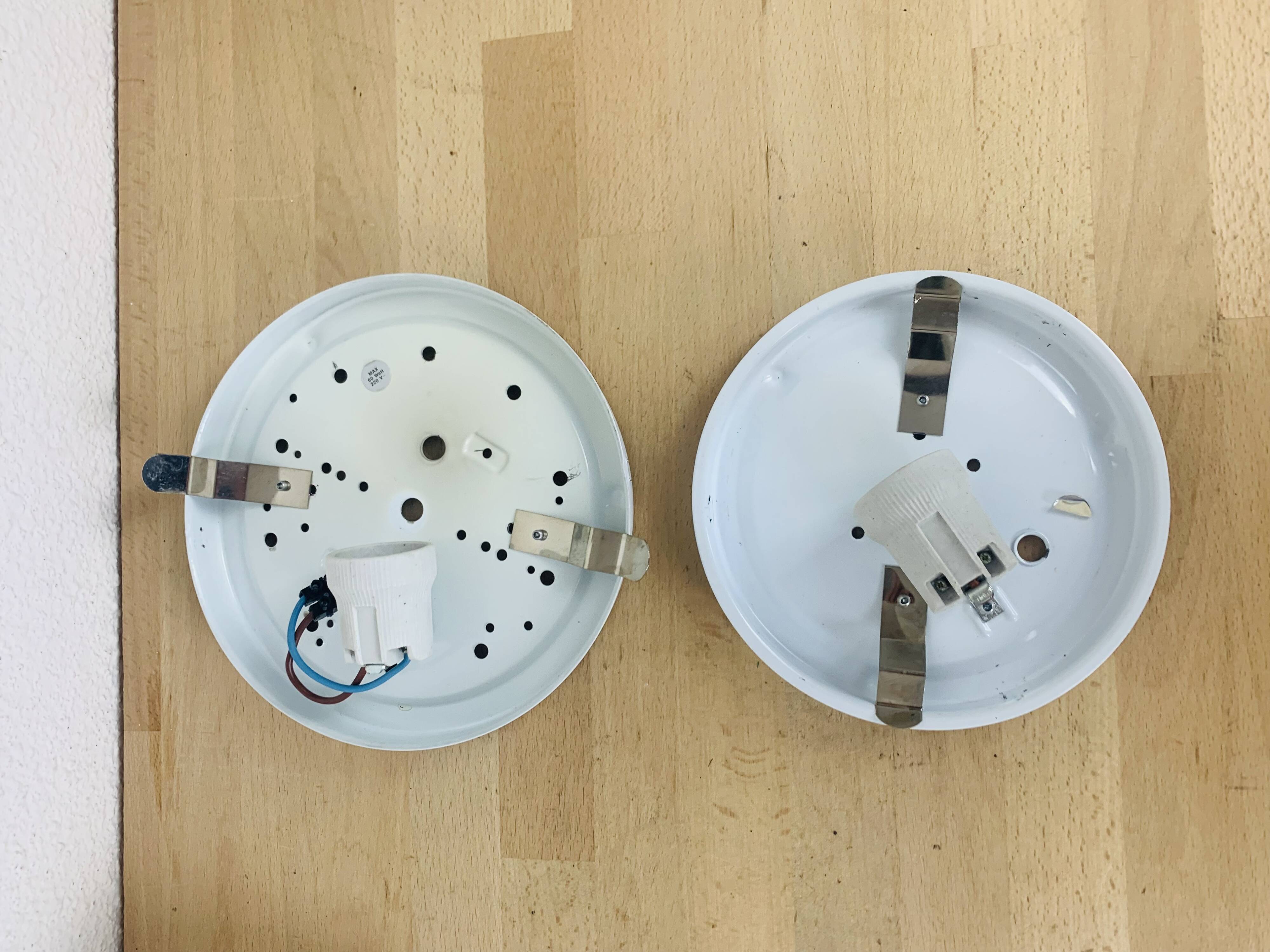 Pair of speckled glass ball wall lights from Vianne, half sphere