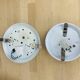 Pair of speckled glass ball wall lights from Vianne, half sphere