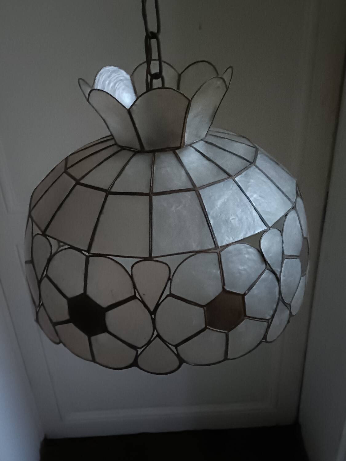 Mother-of-pearl and brass lampshade