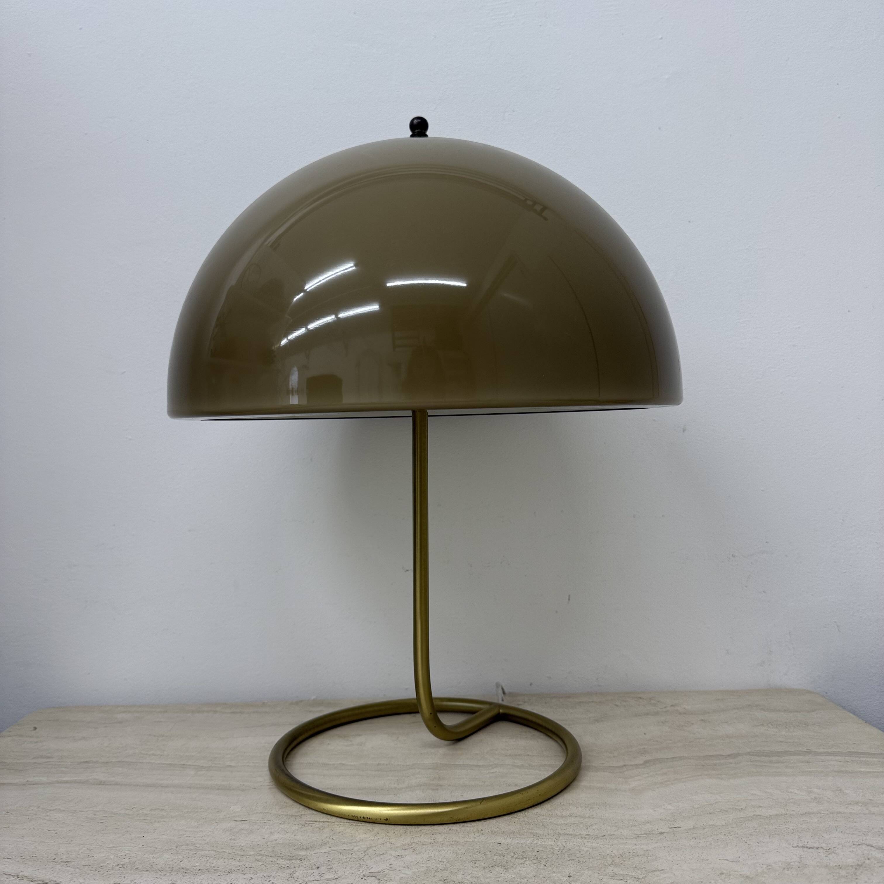 Vintage Mushroom table lamp with gold metal base , 1970s