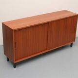 1960s walnut sideboard with sliding doors, 120cm