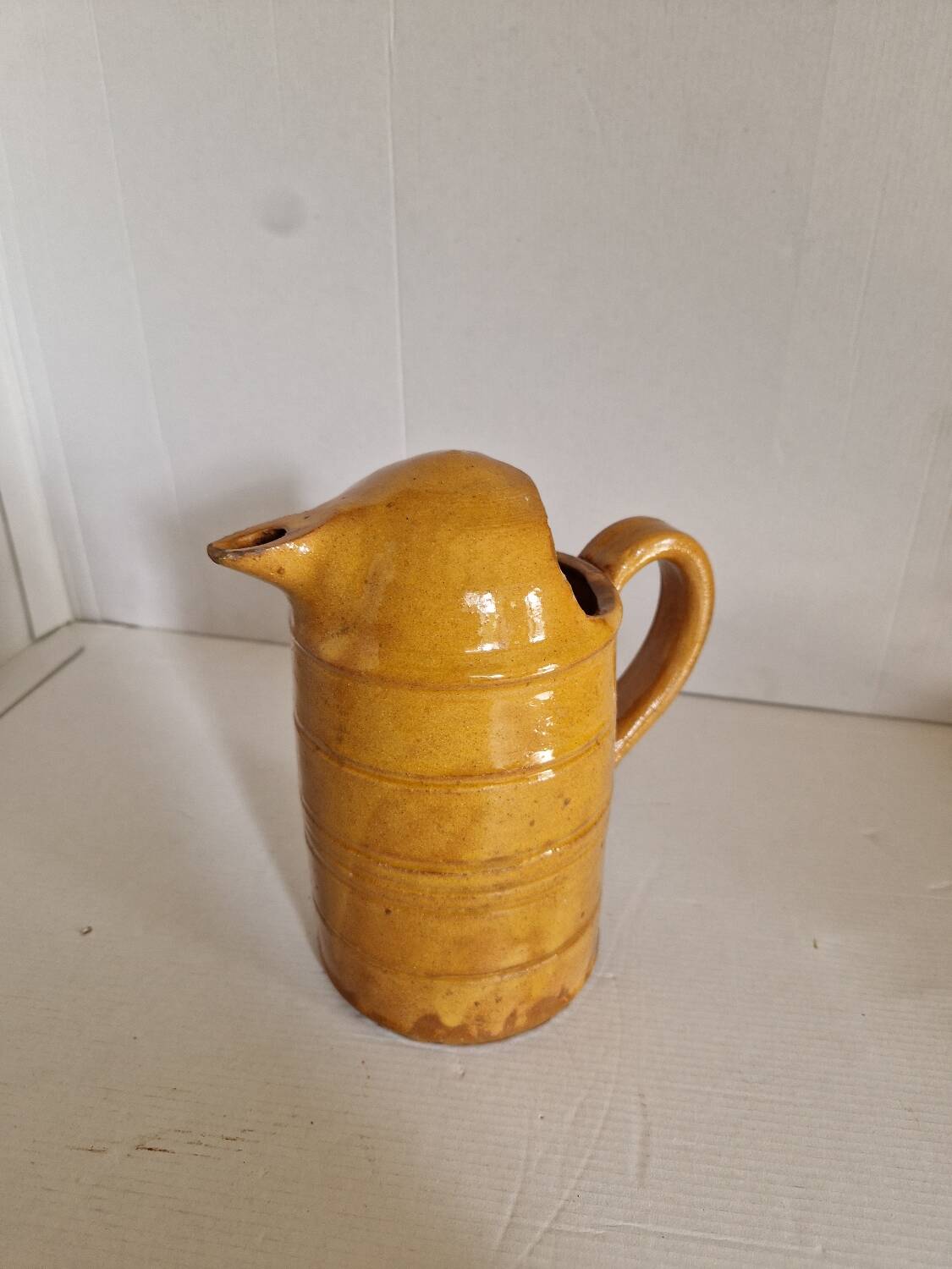 Antique Folk Art Glazed Terracotta Pitcher