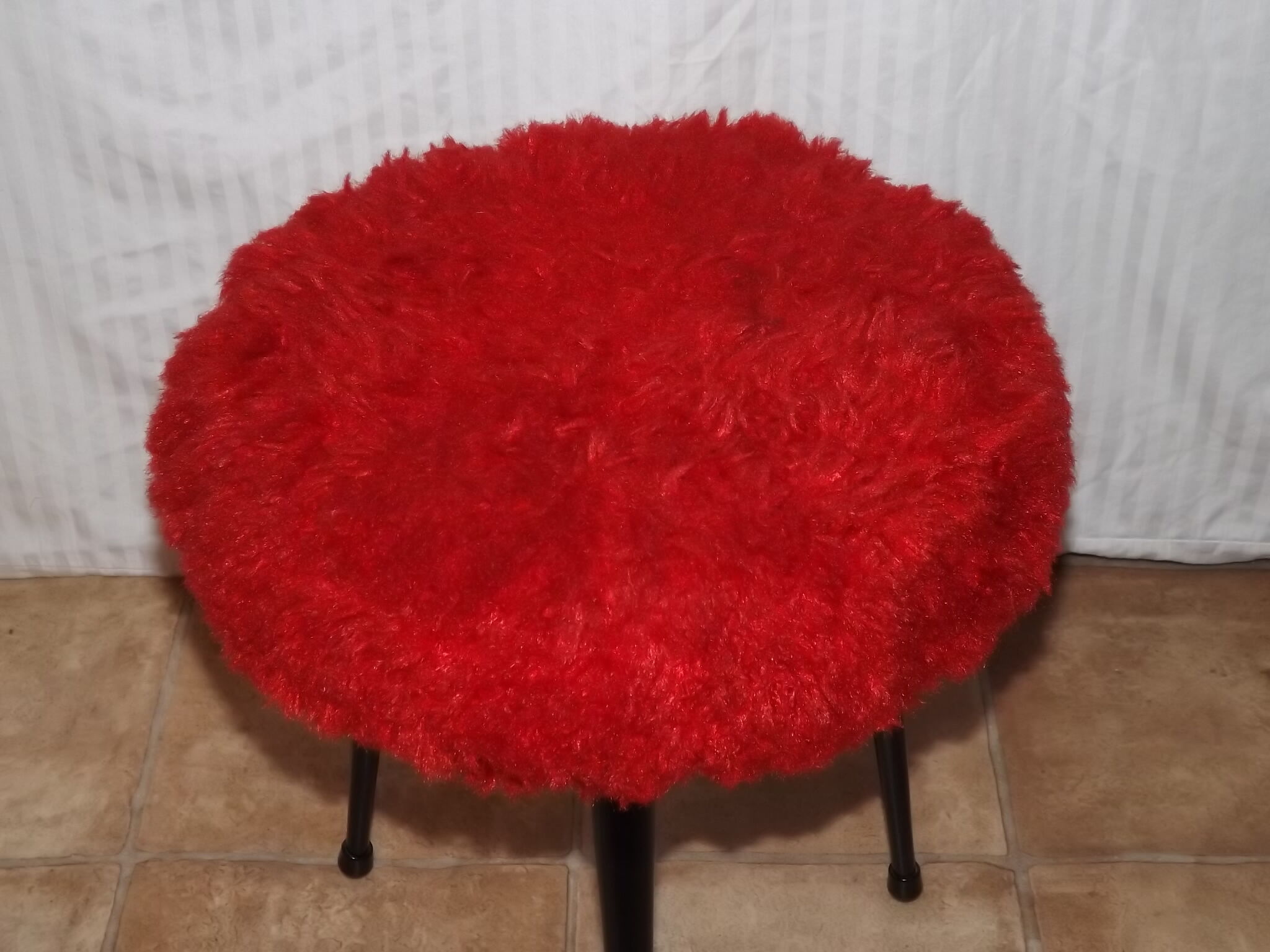 Stool in 1960 1970 vintage red rug