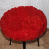 Stool in 1960 1970 vintage red rug