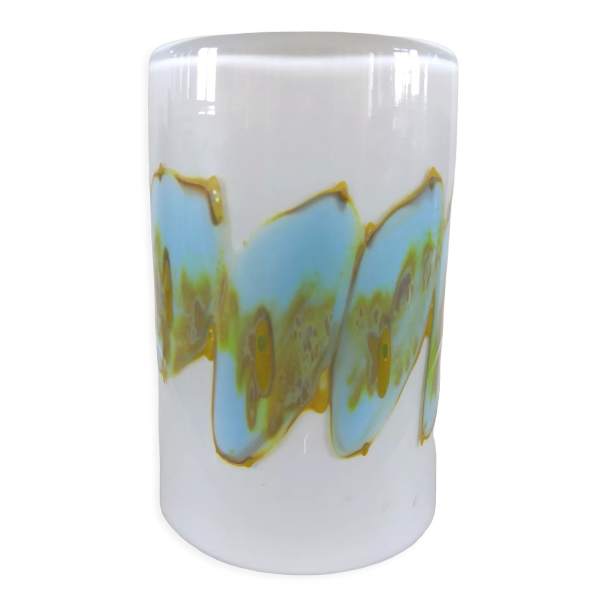 Glass vase abstract décor design 70s
