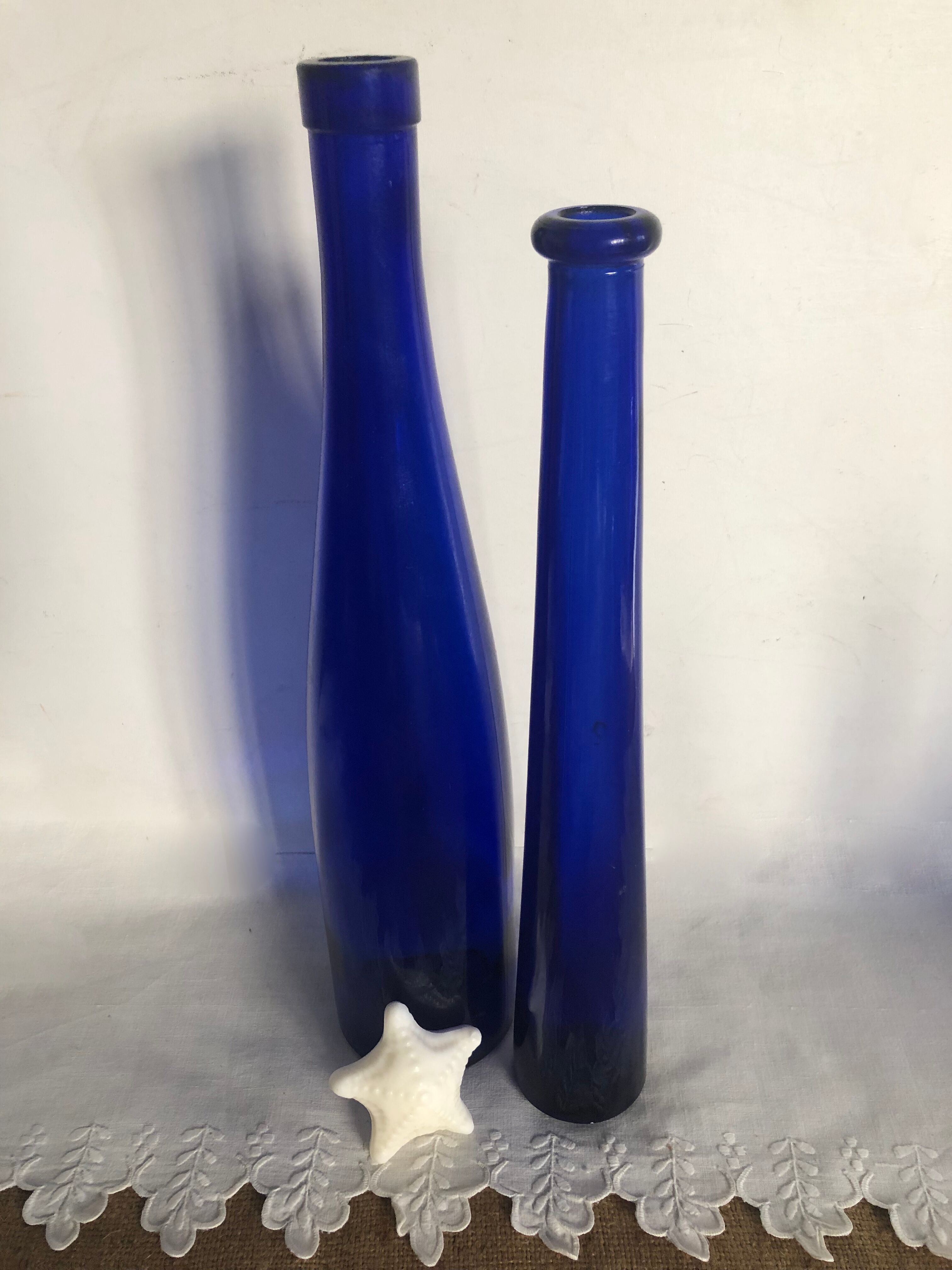 Duo of blue bottles