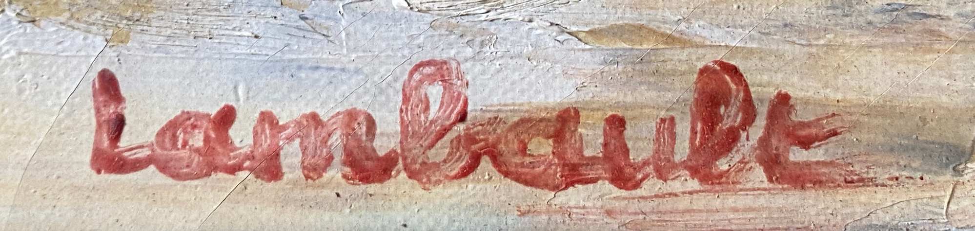 Painting HST "Still life with the bottle" signed M. Lambault (1891-1983)