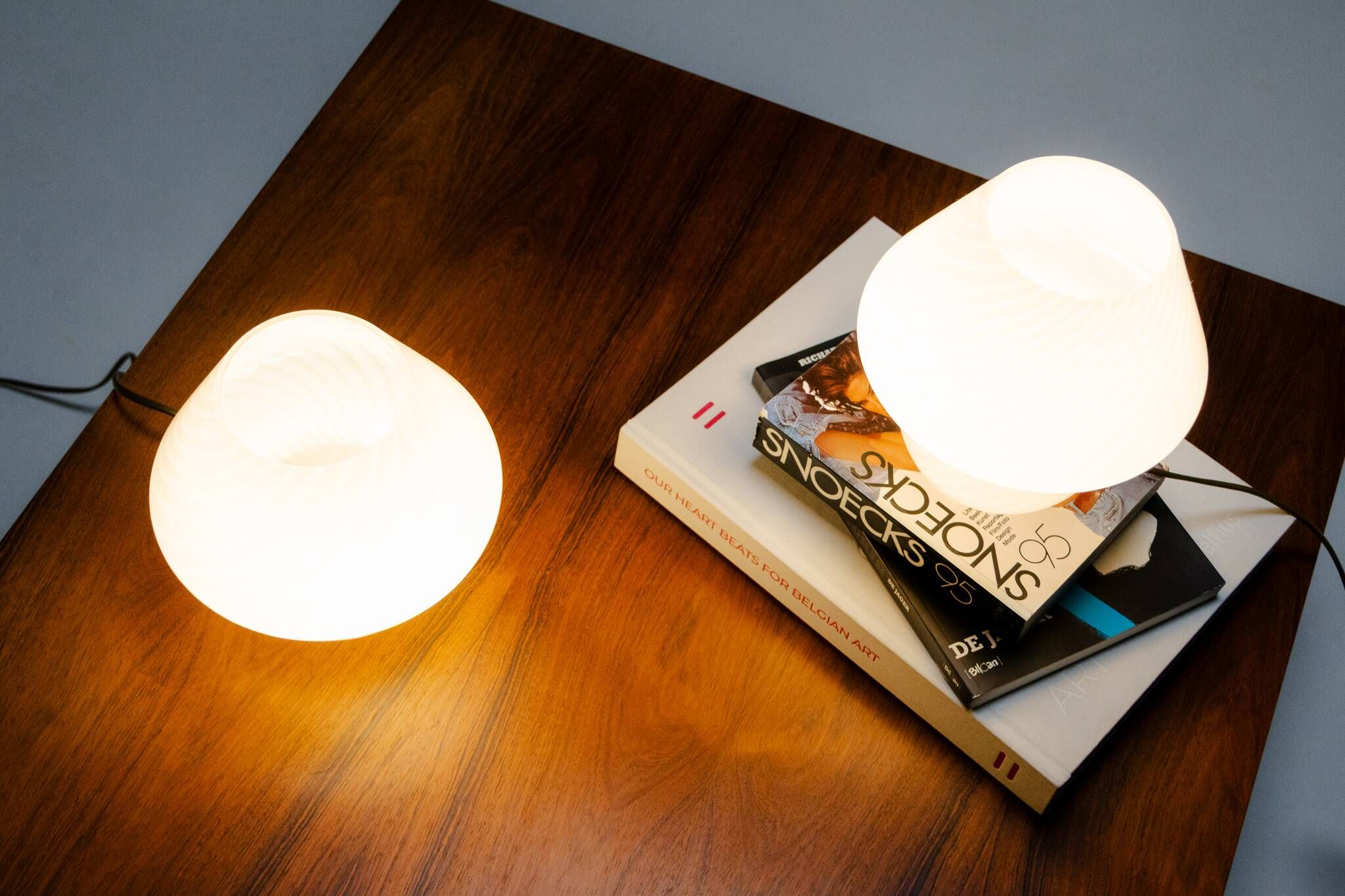 Set of 2 Mushroom Table Lamps by Venini for Mazzega, Italy, 1960s
