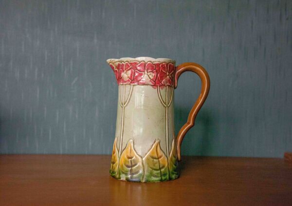 Pichet faience ancienne vintage, pichet Français, Art Nouveau, pichet motifs florales, decor cuisine