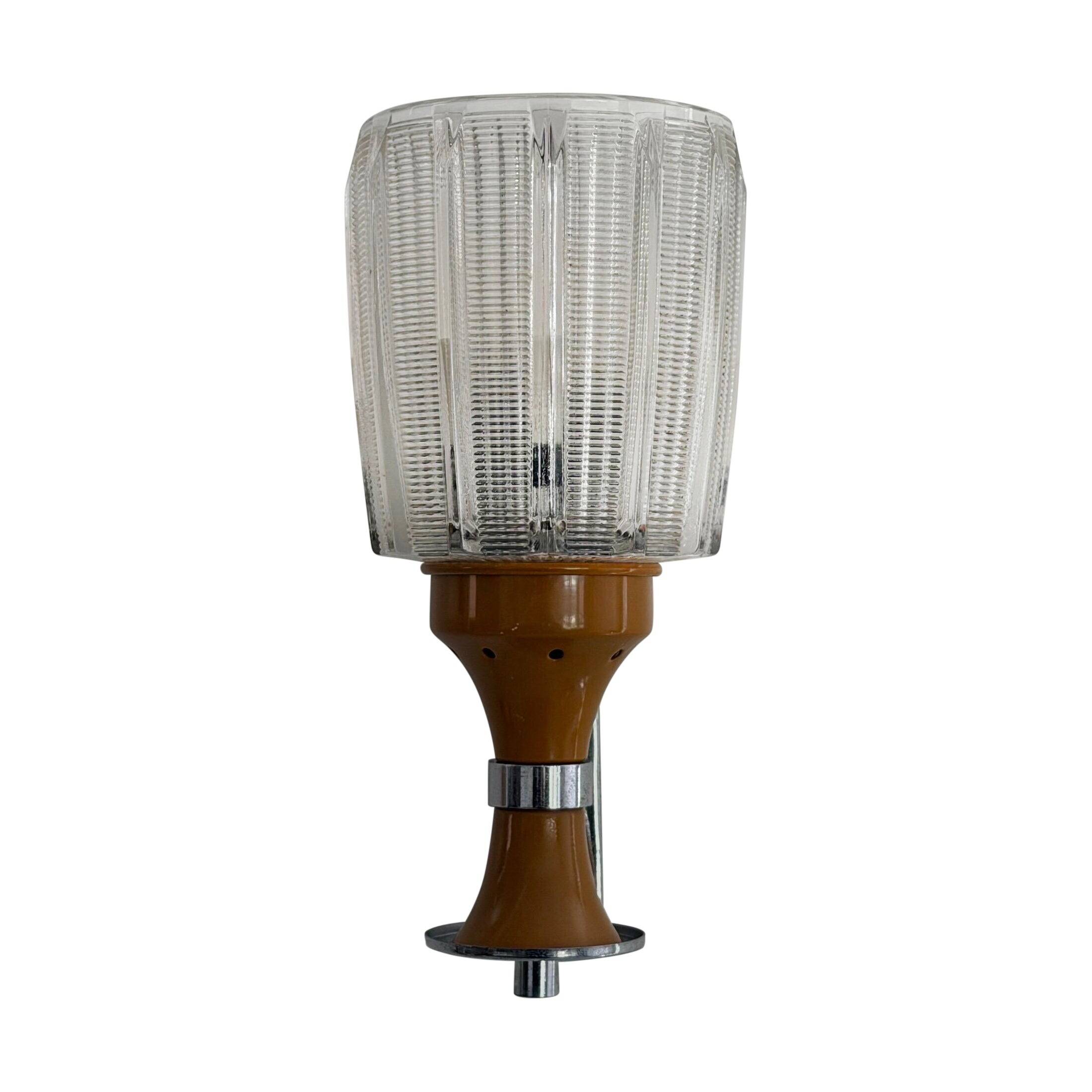 Mid-century glass and brown metal wall light, 1960, Italy