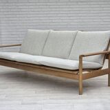 1970s, renovated Danish 3-seater sofa, solid oak wood.