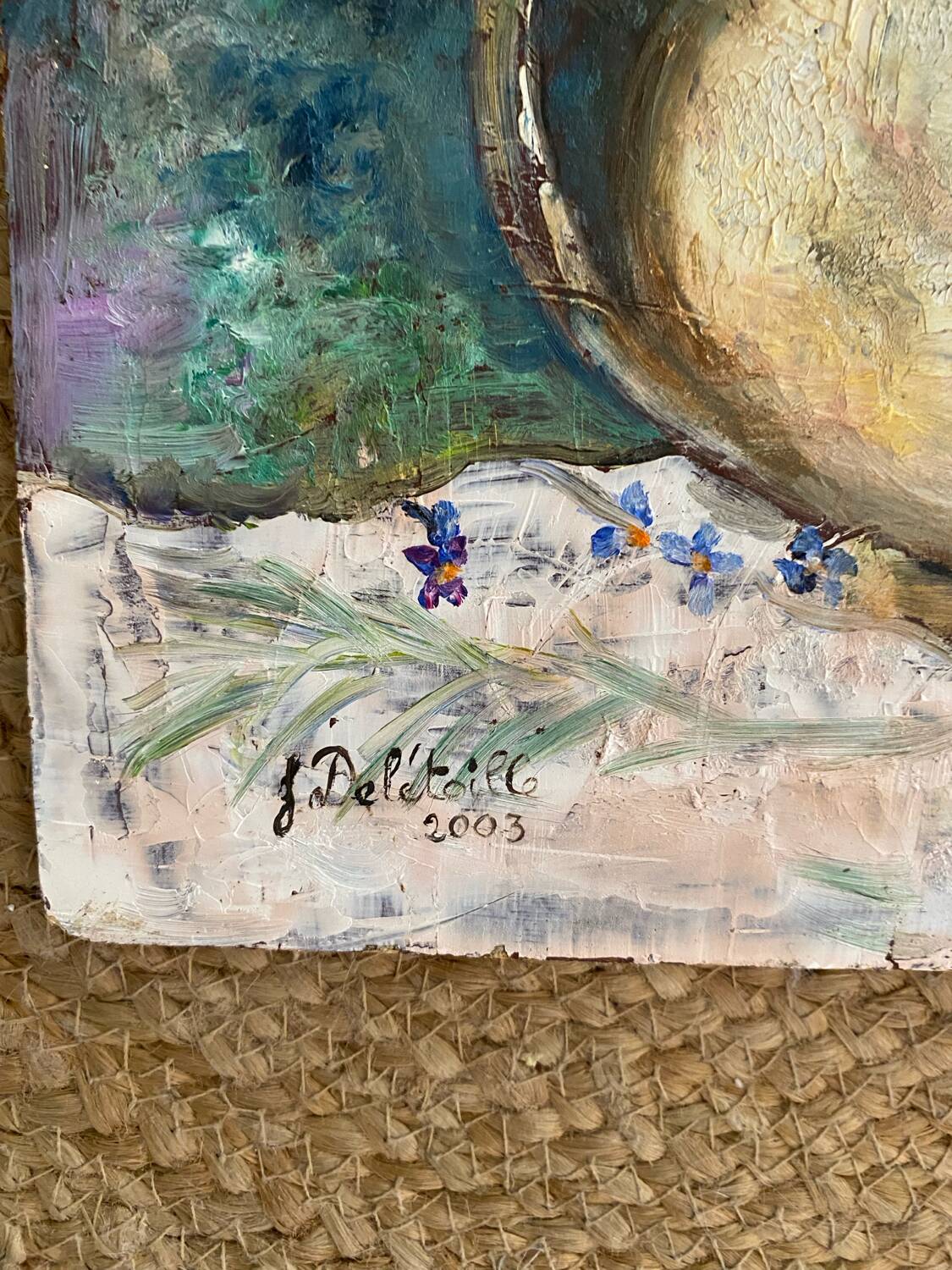 Oil on panel signed flowers in a vase.