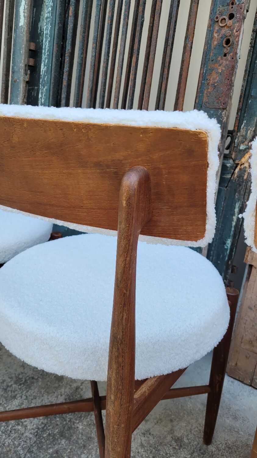 Series of 4 design Scandinavian teak chairs