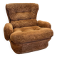 Brown velvet armchair, space age, 70s