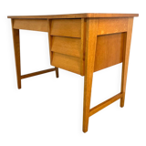 1950s modernist oak desk with compass legs