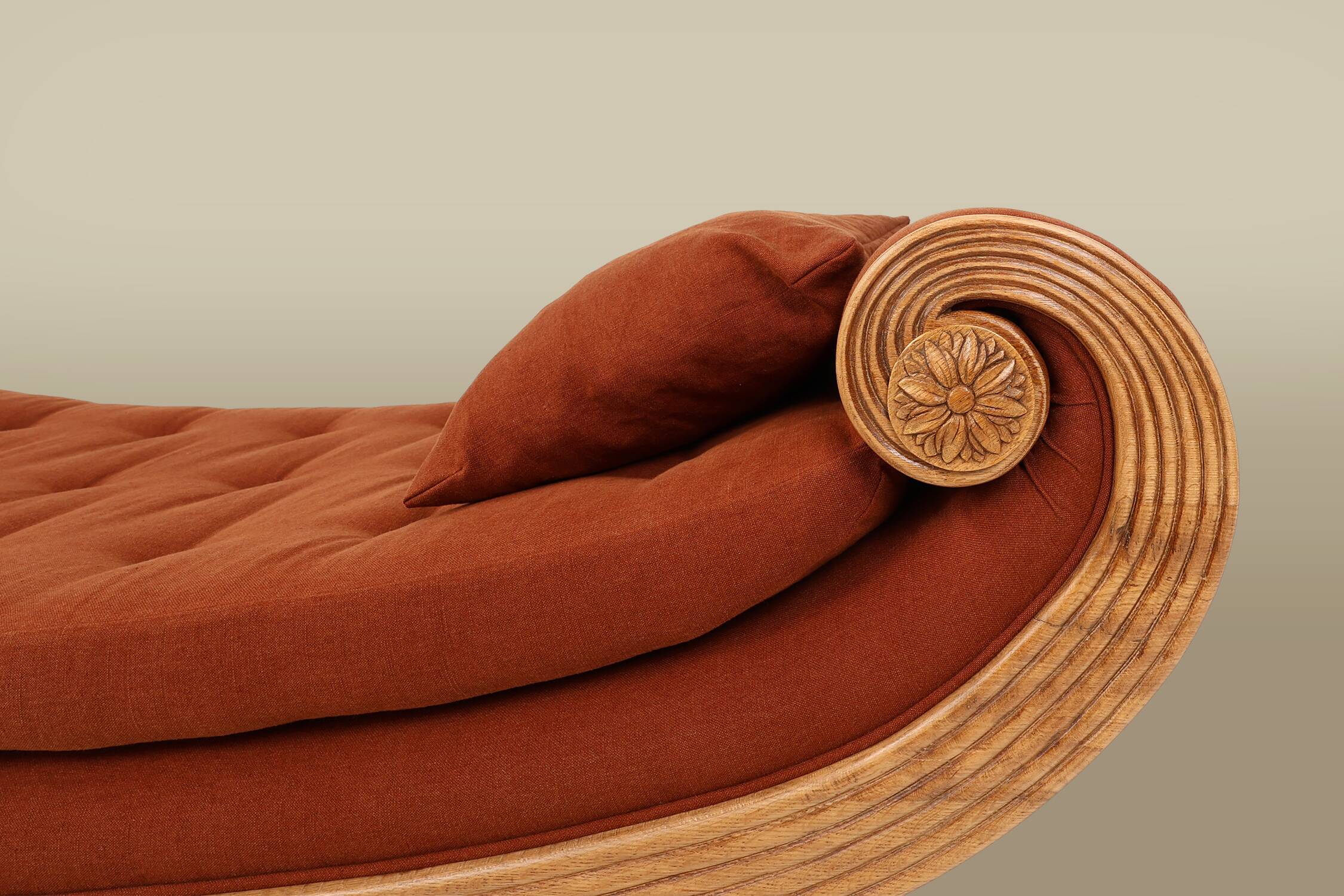 French hand carved oak daybed in Empire style