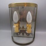 Applique ancienne 2 feux laiton et verre
