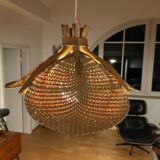 Suspension éventail en raphia tressé, Allemagne, années 1950 - possiblement Ingo Maurer