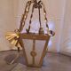 Suspension intérieur Plafonnier Lanterne en métal doré et verre grénelé 1950 France