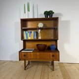 Vintage teak bookcase with glass doors – Scandinavian mid-century elegance