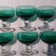 6 emerald green stemmed glasses