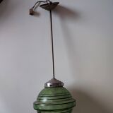 Art Deco pendant light with a blown glass globe from the 1930s