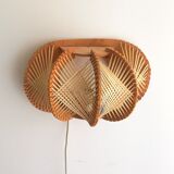 1960s wooden wall light sconce