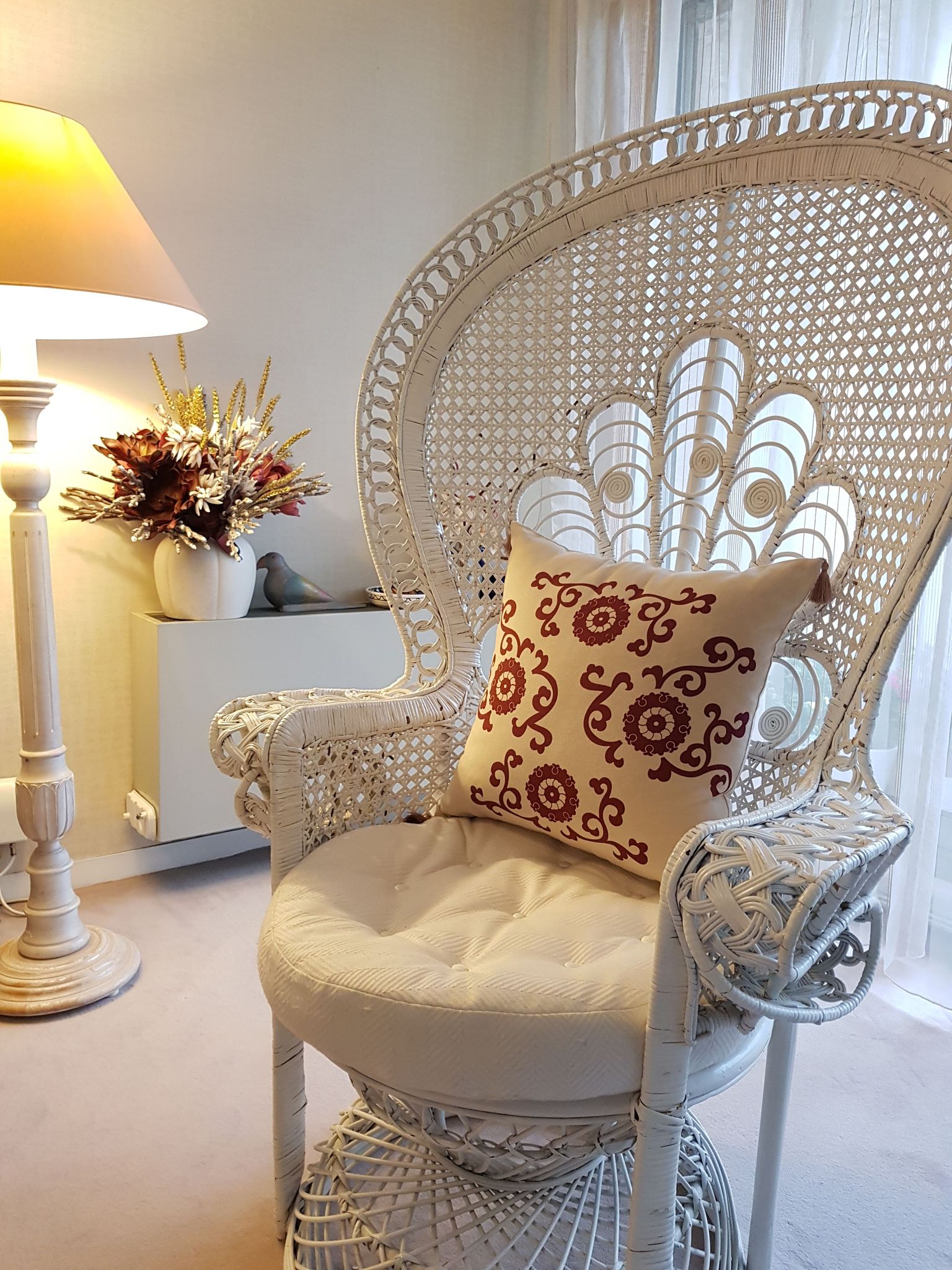 Housse de coussin Hatai beige grenat - 50 x 50