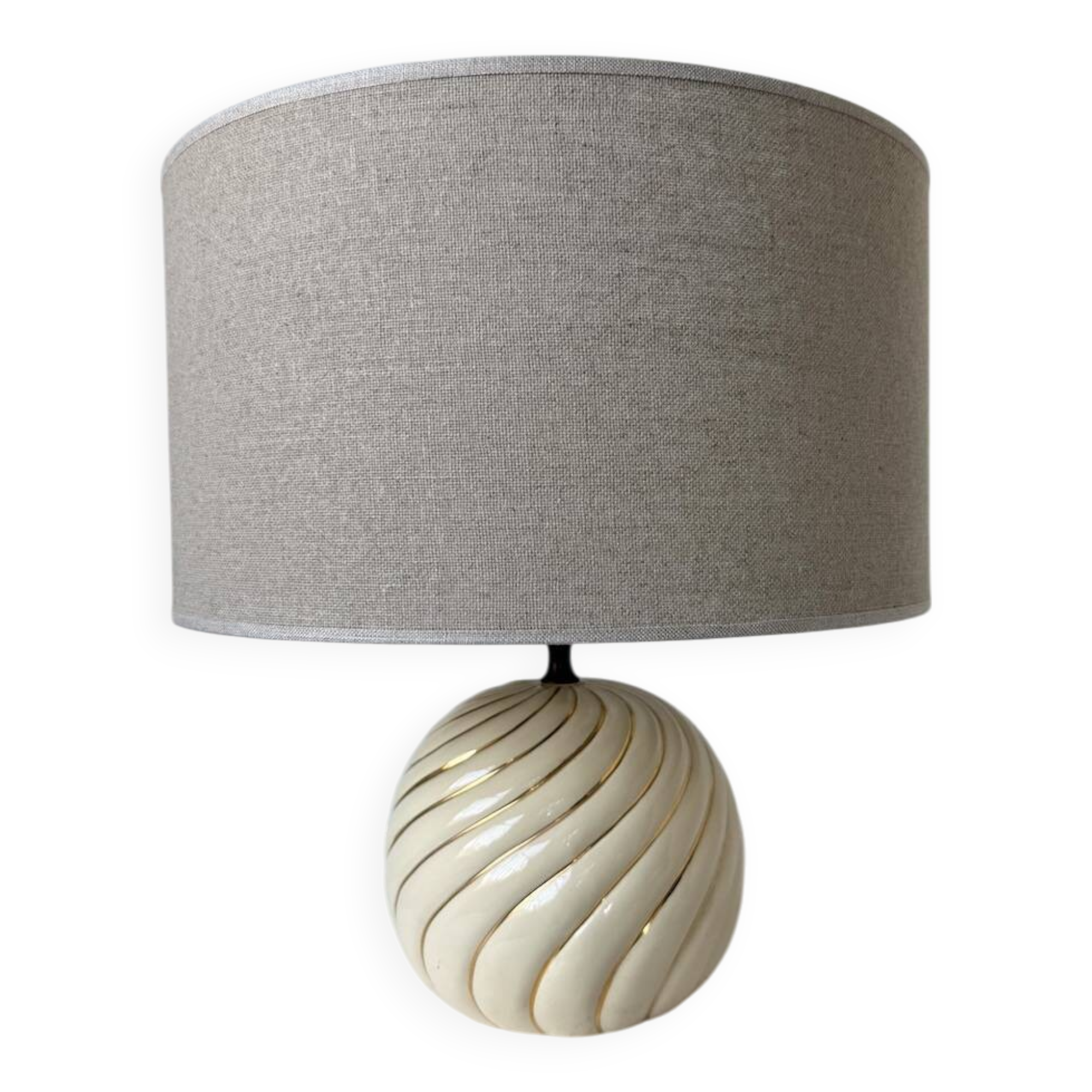 Barbi Ivory and Gold Ceramic Spherical Table Lamp