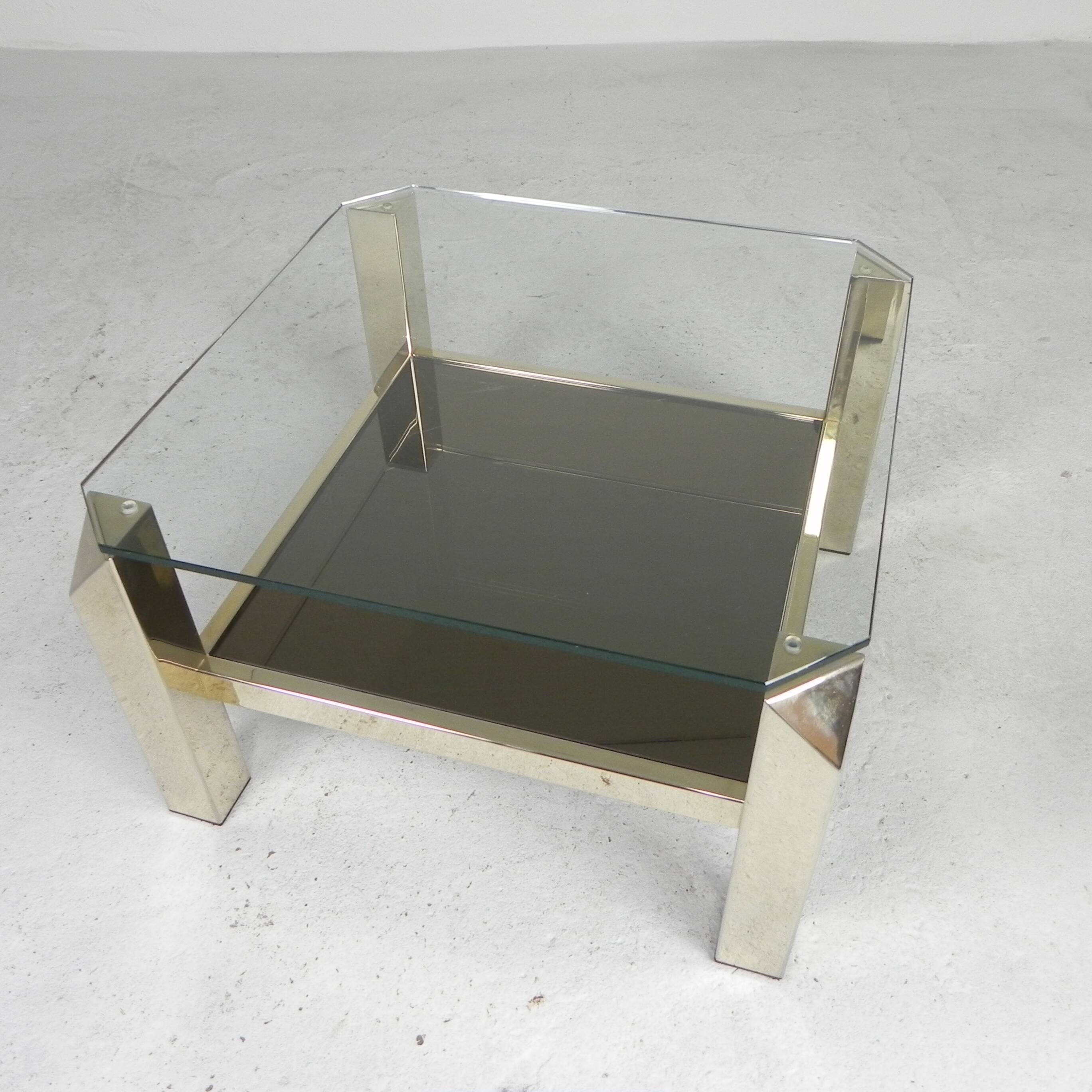 Belgo Chrom coffee table with 2 glass plates, 1970s