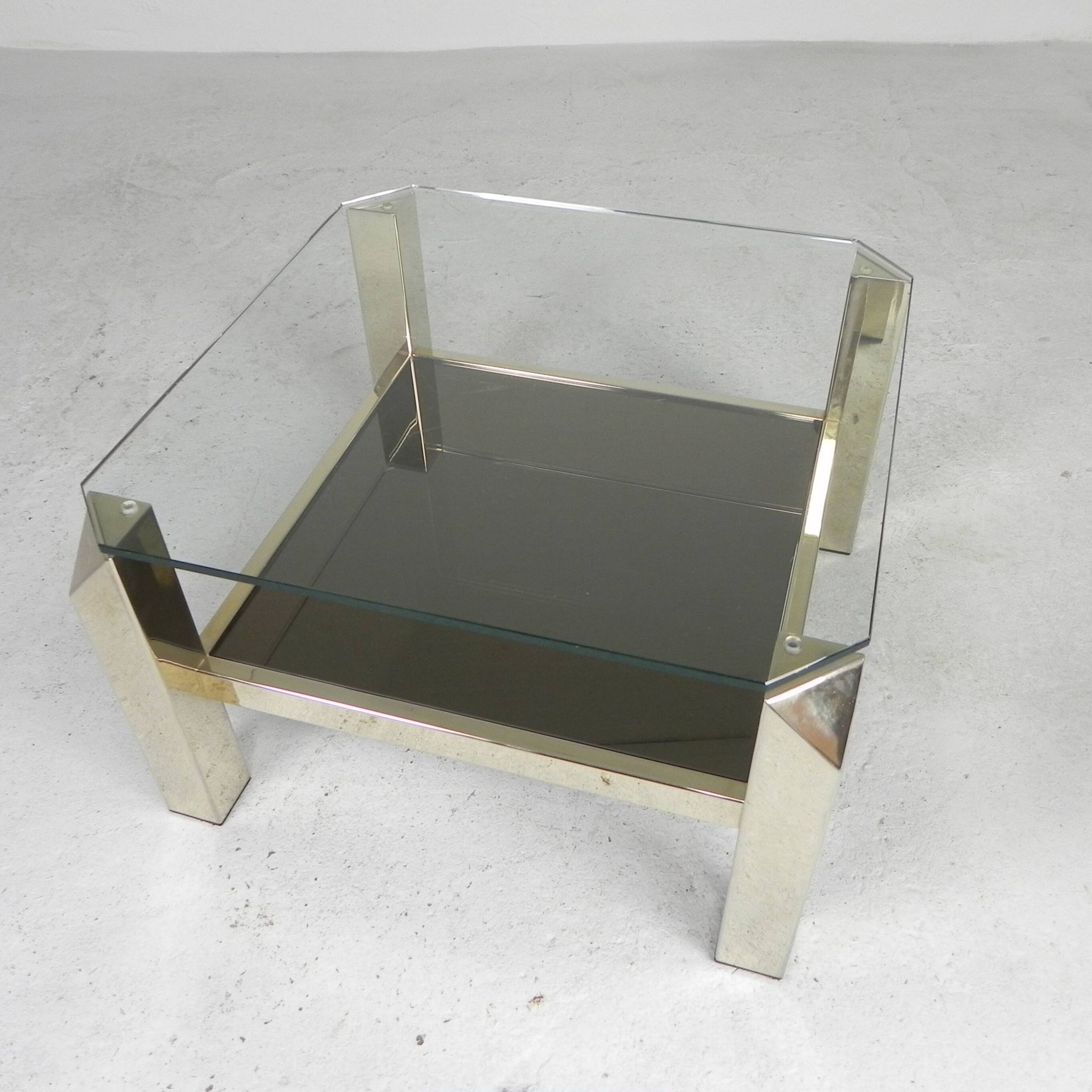 Belgo Chrom coffee table with 2 glass plates, 1970s